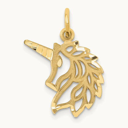 Unicorn Head Pendant, 14K