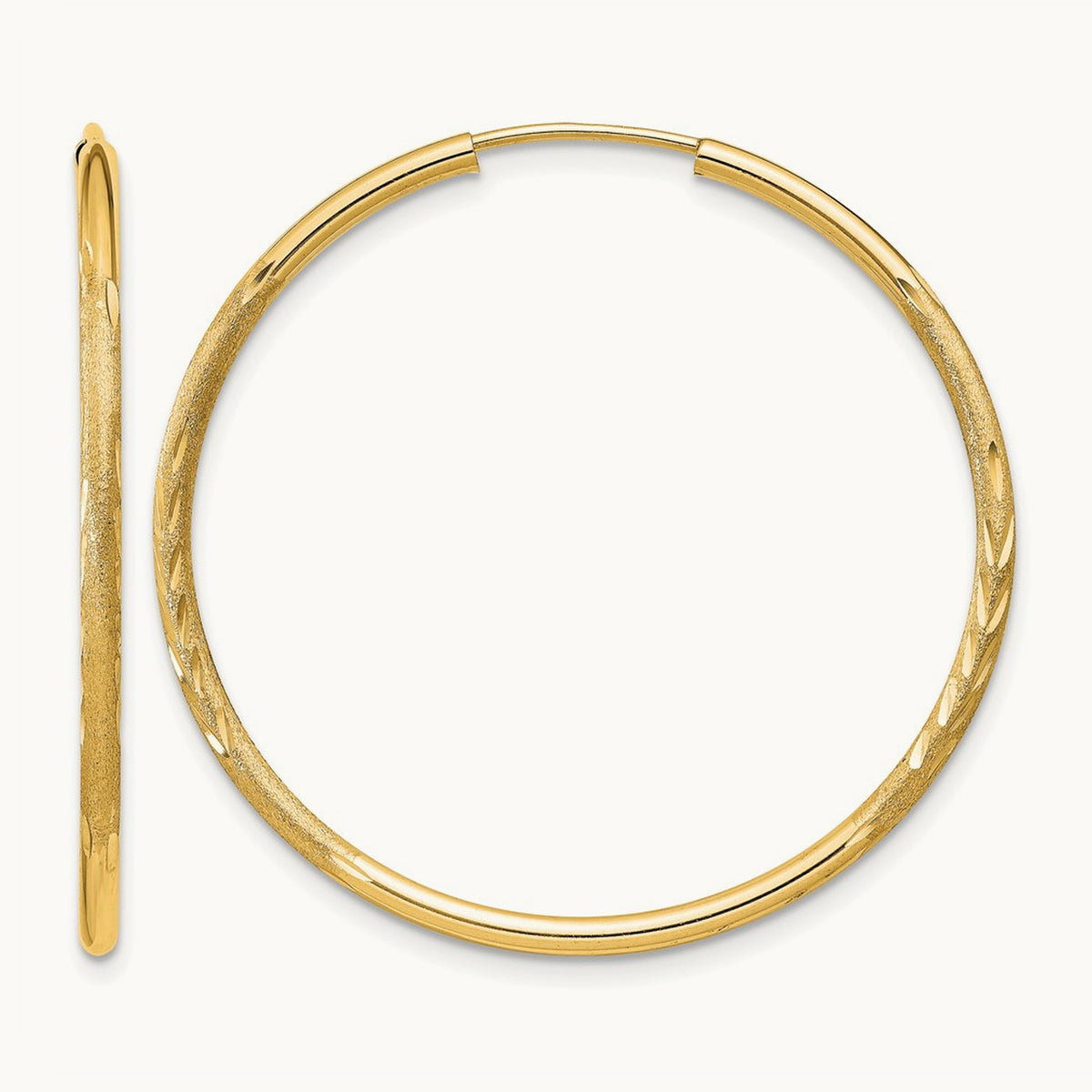 Satin Diamond-cut Endless Hoop Earrings — 30mm, 1.5mm