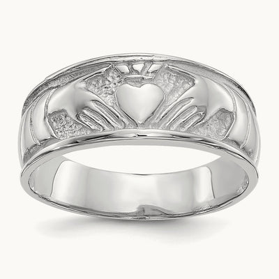 Women's Claddagh Band — 14K White Gold