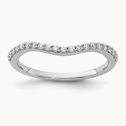 Curved Diamond Ring, 14K White Gold