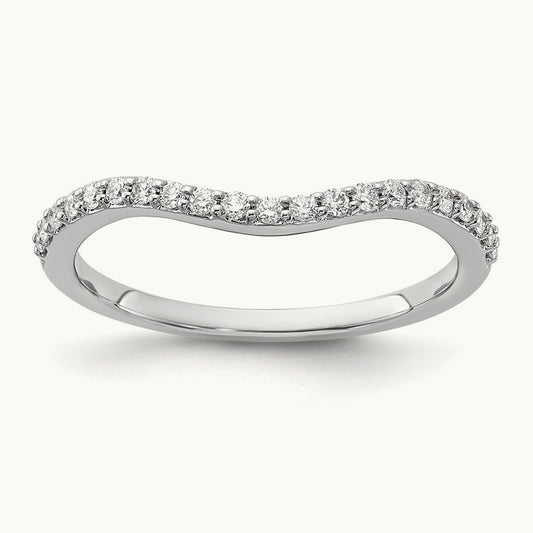 Curved Diamond Ring, 14K White Gold