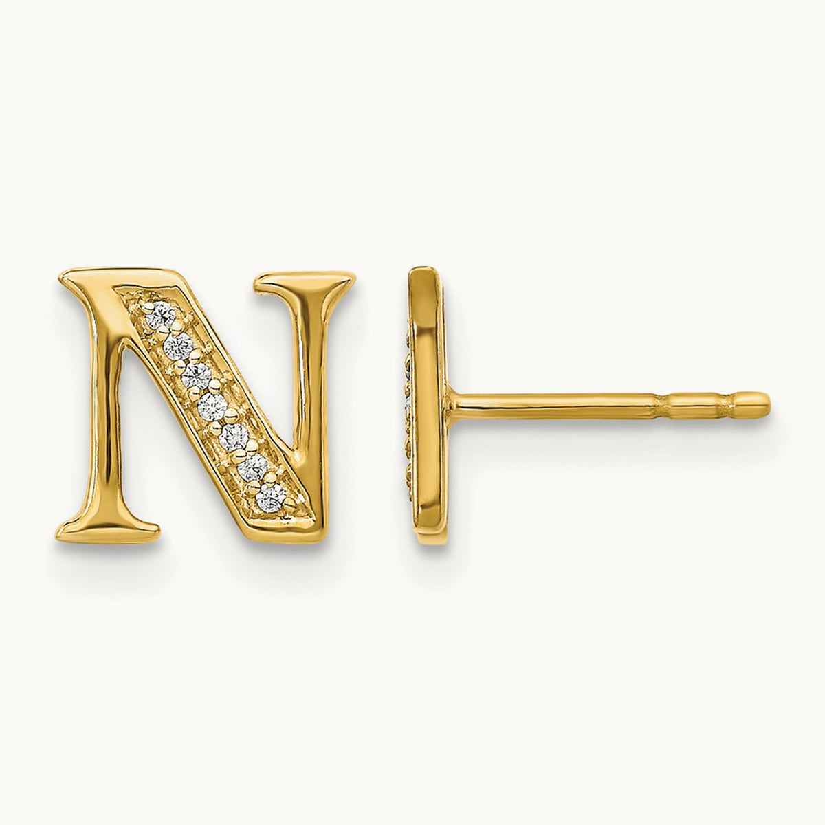 Diamond Earrings — 14K Yellow Gold, 8mm, N