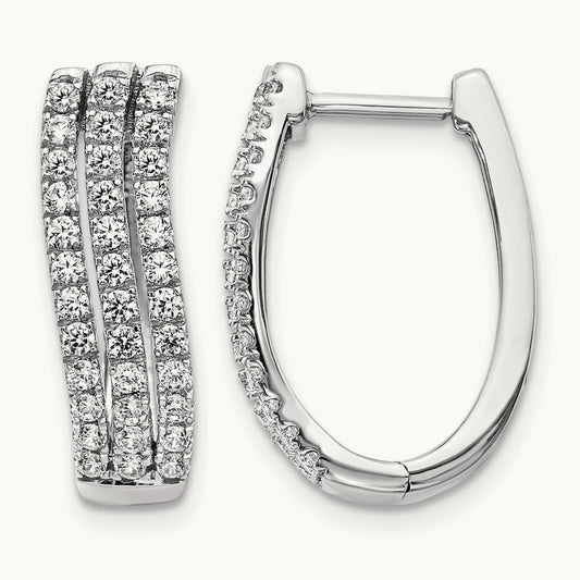 3-row Diamond Hinged Hoop Earrings — 20mm