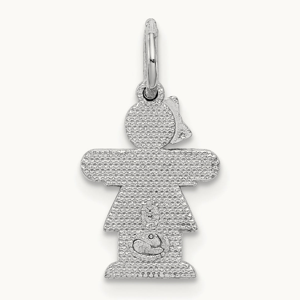 Mini Girl Hugs Charm — 14K White Gold
