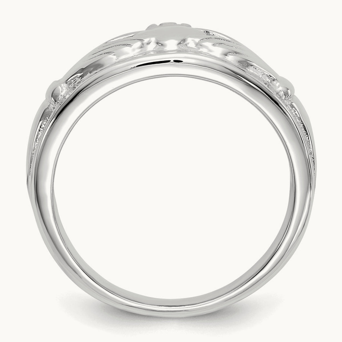 Ladies Claddagh Ring, 14K White Gold