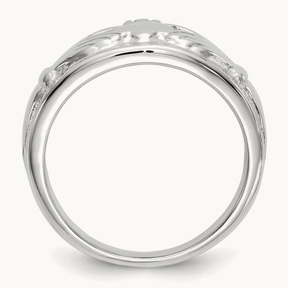 Ladies Claddagh Ring, 14K White Gold