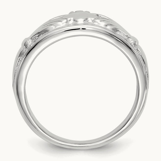 Ladies Claddagh Ring, 14K White Gold