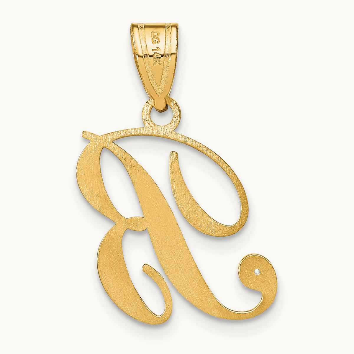 Script Initial Pendant with Diamond — B