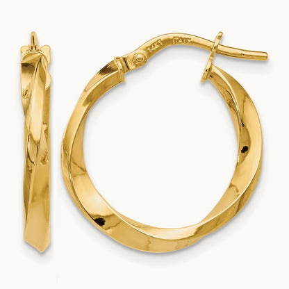 Polished Twisted Hoop Earrings, 14K — Leslie's