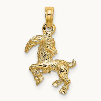3-D Capricorn Zodiac Charm, 14K
