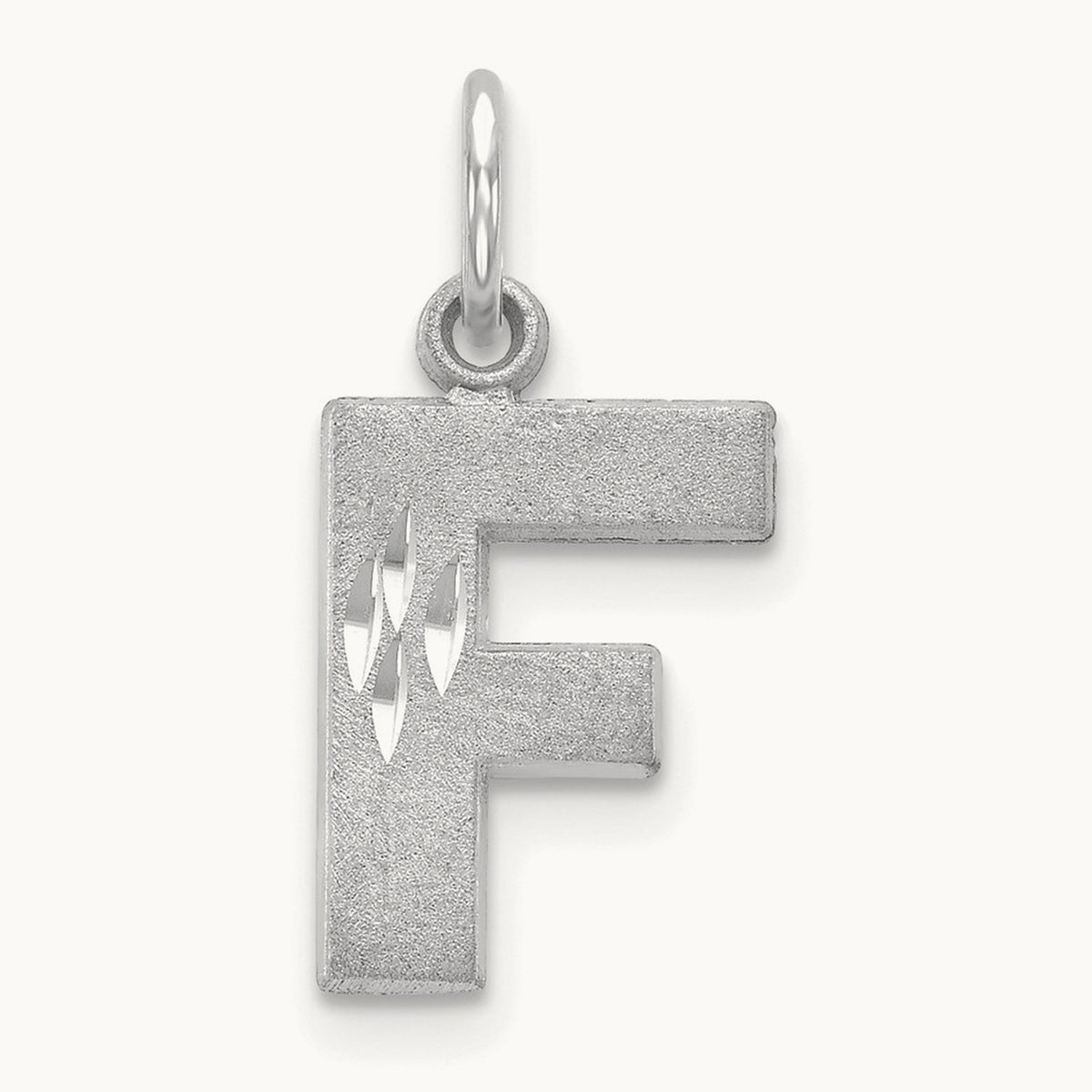 Satin Diamond-cut Initial Charm — 14K White Gold, F