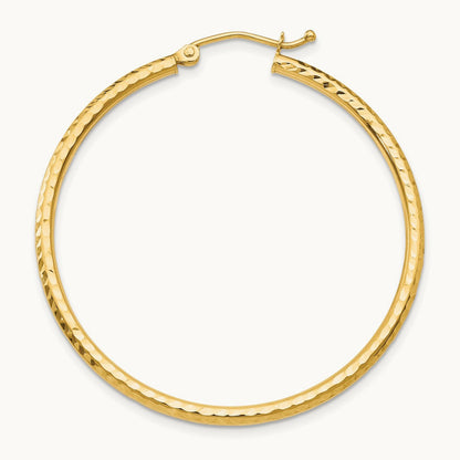 Single 14k Diamond-cut Round Tube Hoop Earring, 2mm