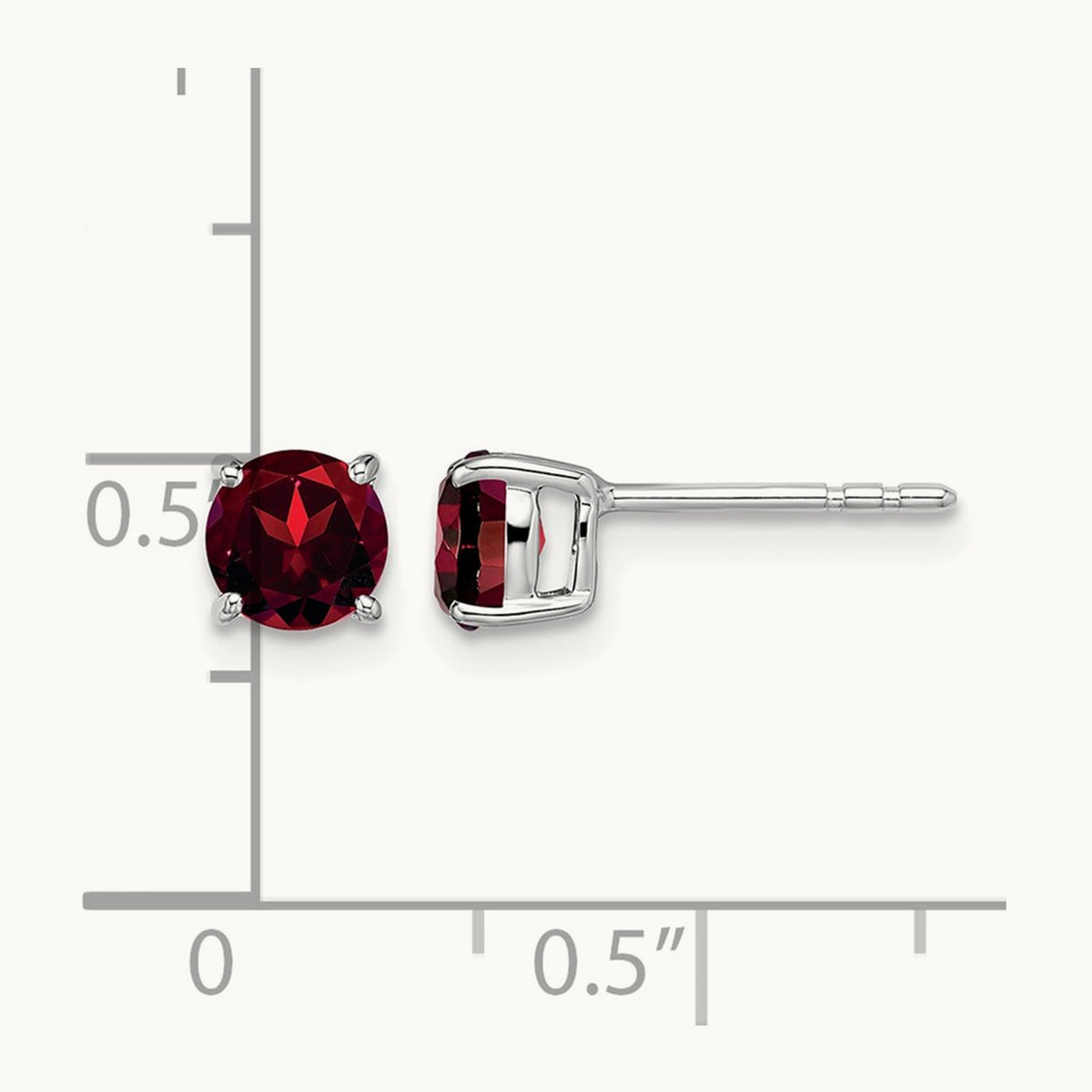 Round Garnet Earrings — 5.2mm