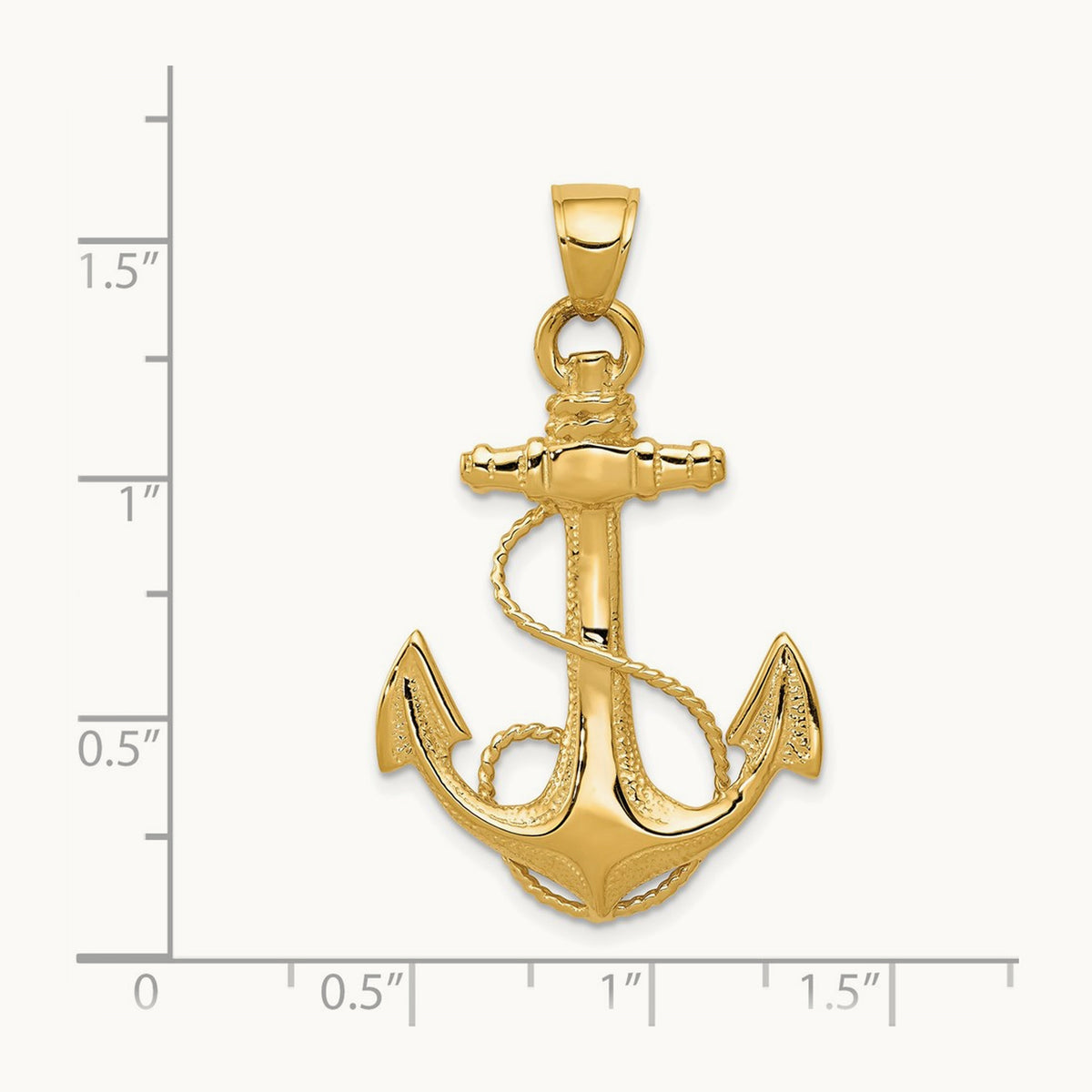 2-D Anchor with Rope Pendant, 14K