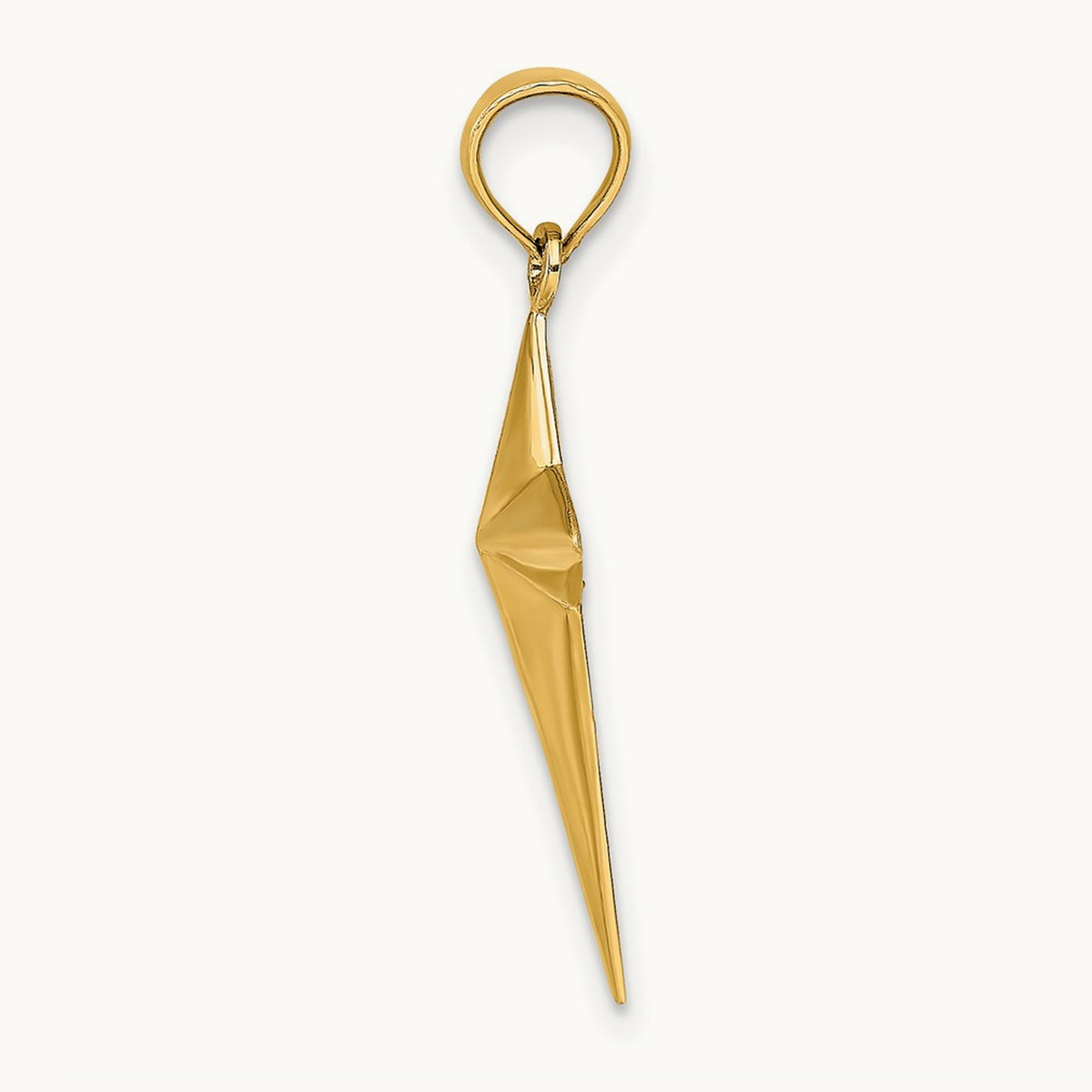 2-D Polished Triangle Tipped Cross Charm, 14K