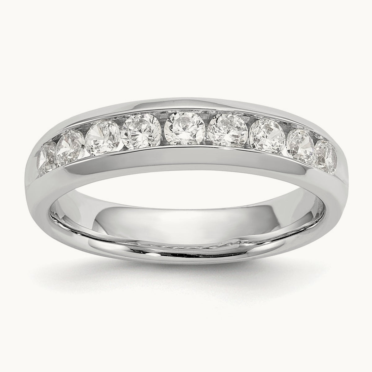 9-Stone Diamond Channel Band, 14K White Gold
