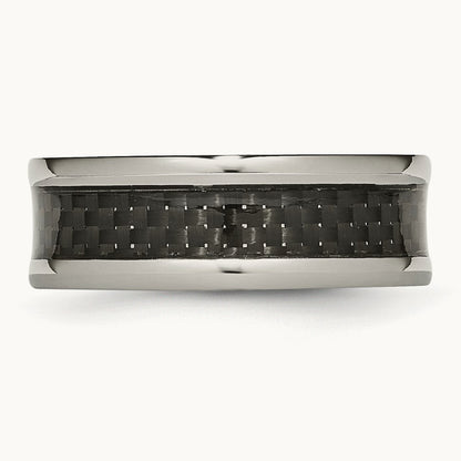 Polished w/Black Carbon Fiber Inlay Band, 8mm, Titanium