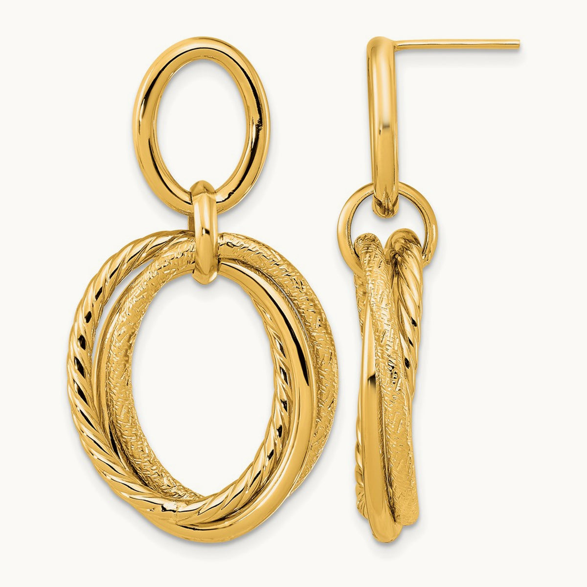 Polished and Textured Post Dangle Earrings — Leslie's — photo set
