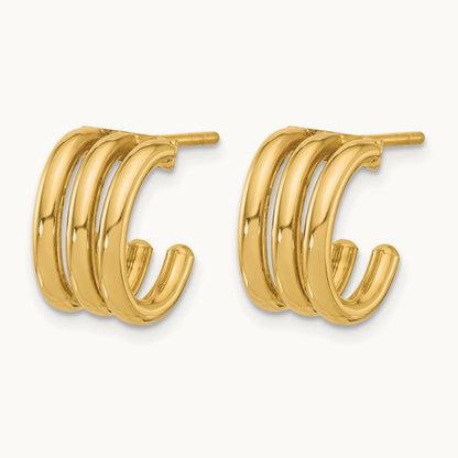Polished Oval J-Hoop Post Earrings, 14K — Leslie's