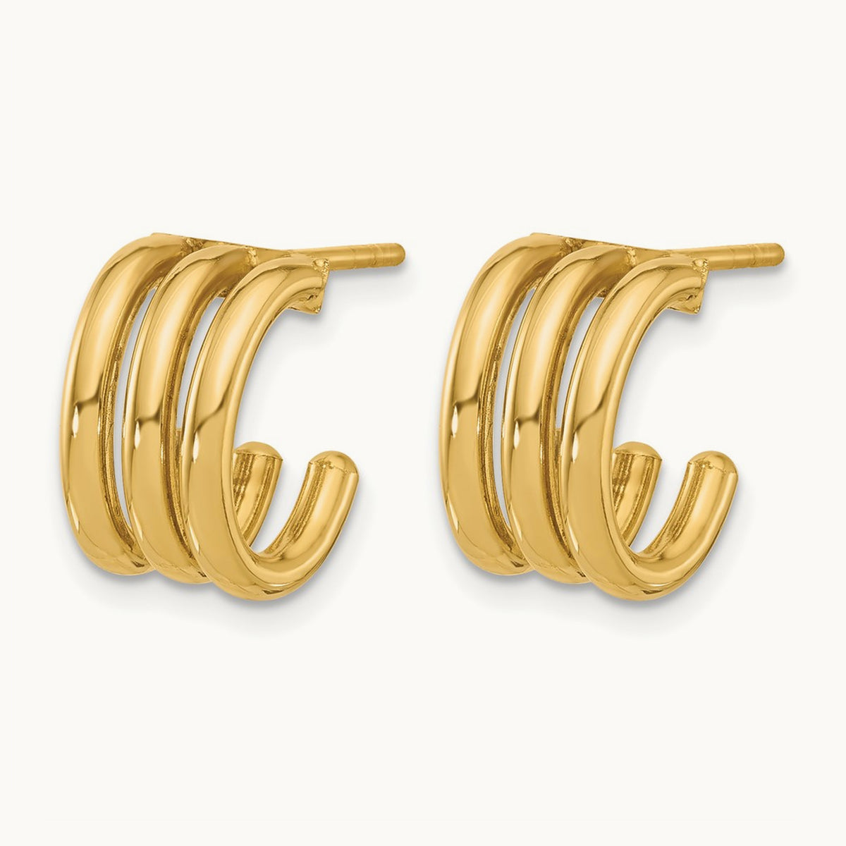 Polished Oval J-Hoop Post Earrings, 14K — Leslie's