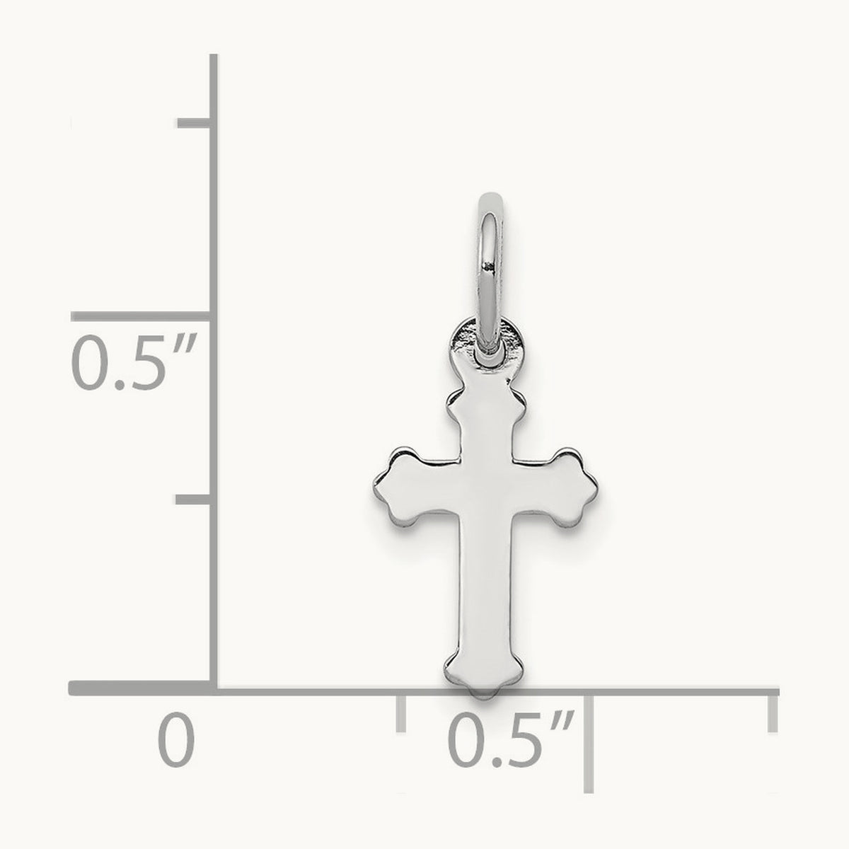 Mini Polished Cross Charm — 14K White Gold