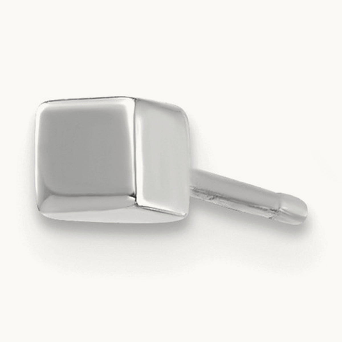 Single 14K White Gold Square Stud Earring