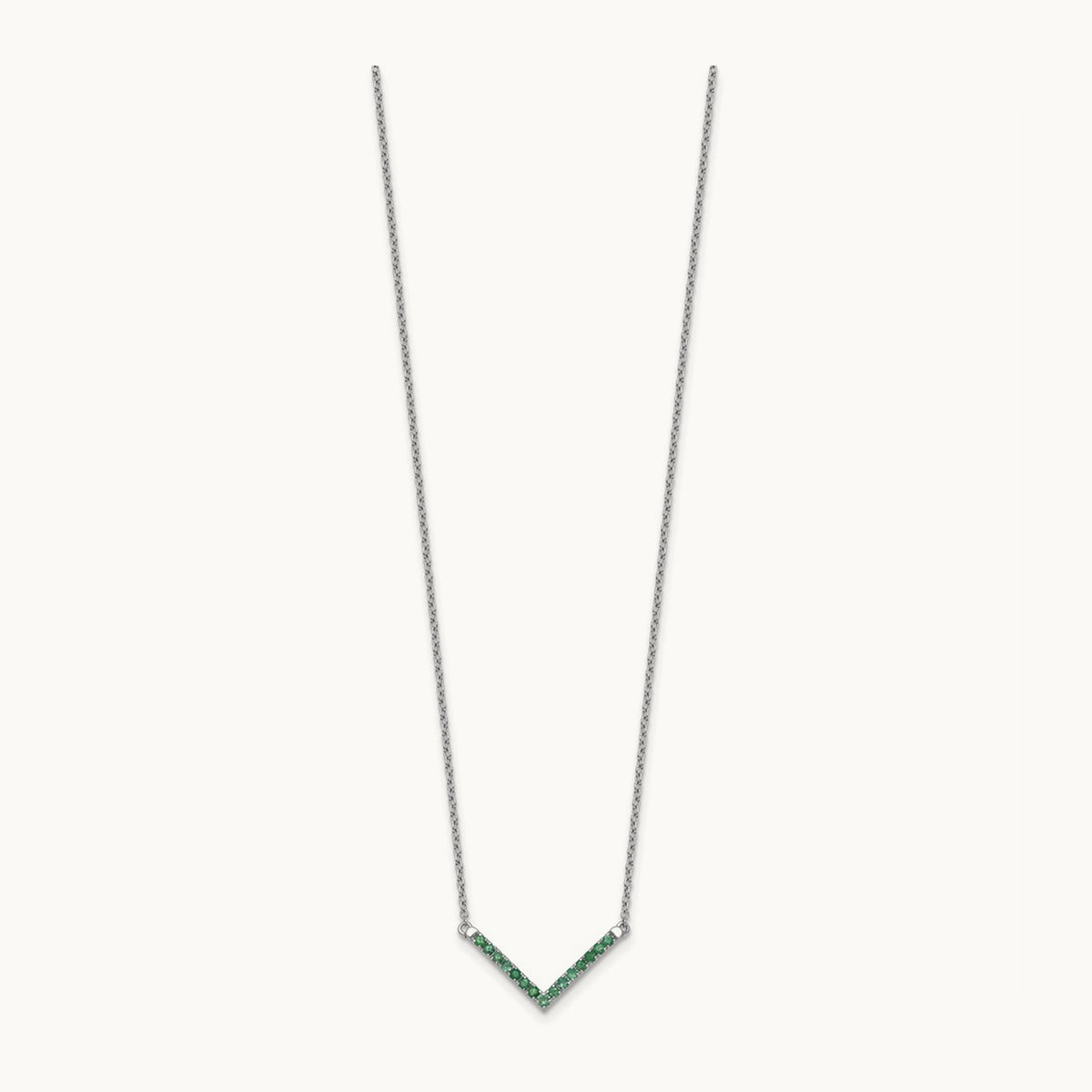 Emerald 18in. V-Necklace, 14K White Gold