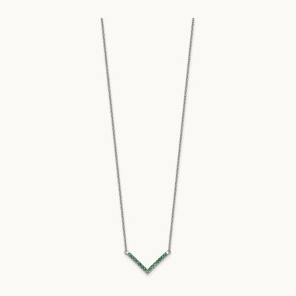 Emerald 18in. V-Necklace, 14K White Gold