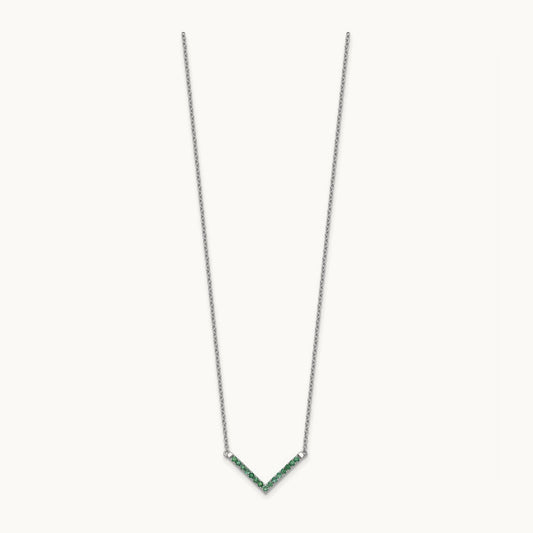 Emerald 18in. V-Necklace, 14K White Gold