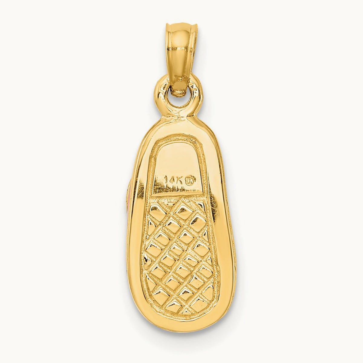 Enameled 3D Baby Shoe Pendant, 14K Pink