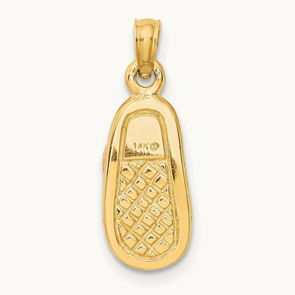 Enameled 3D Baby Shoe Pendant, 14K Pink