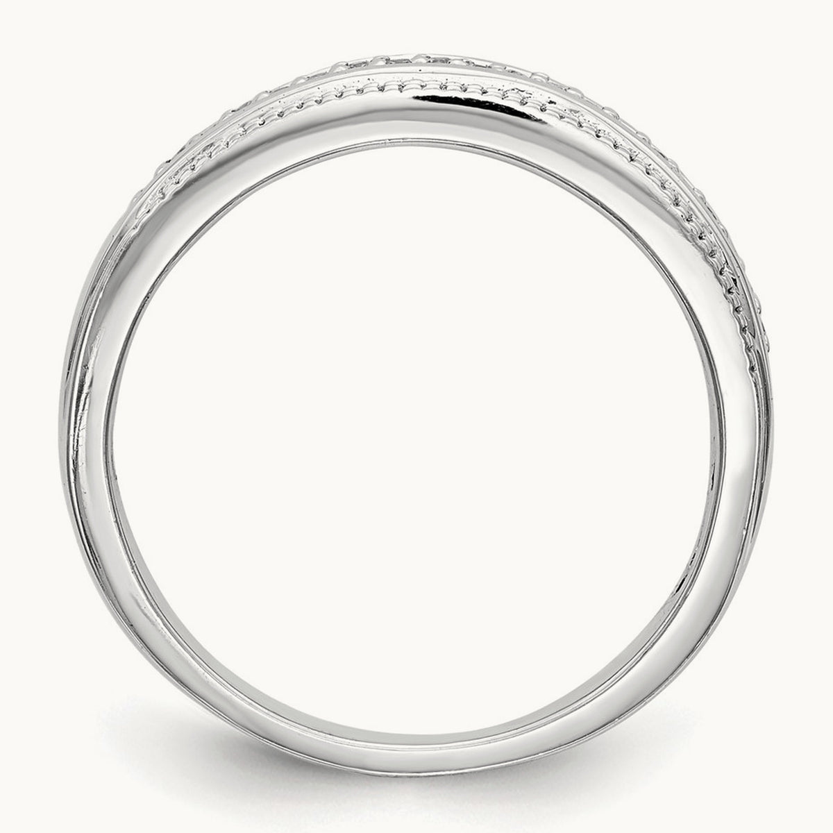 Complete Diamond Trio Ladies Wedding Band, 14K White Gold