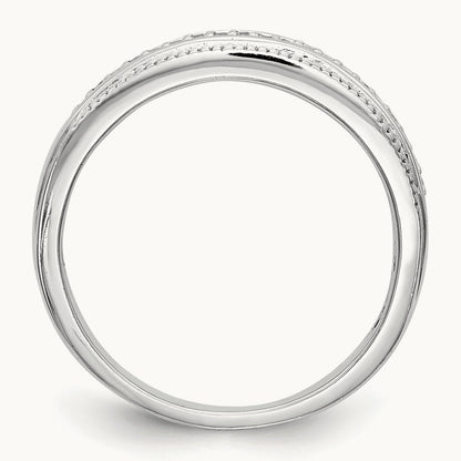 Complete Diamond Trio Ladies Wedding Band, 14K White Gold