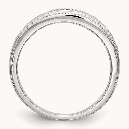 Complete Diamond Trio Ladies Wedding Band, 14K White Gold