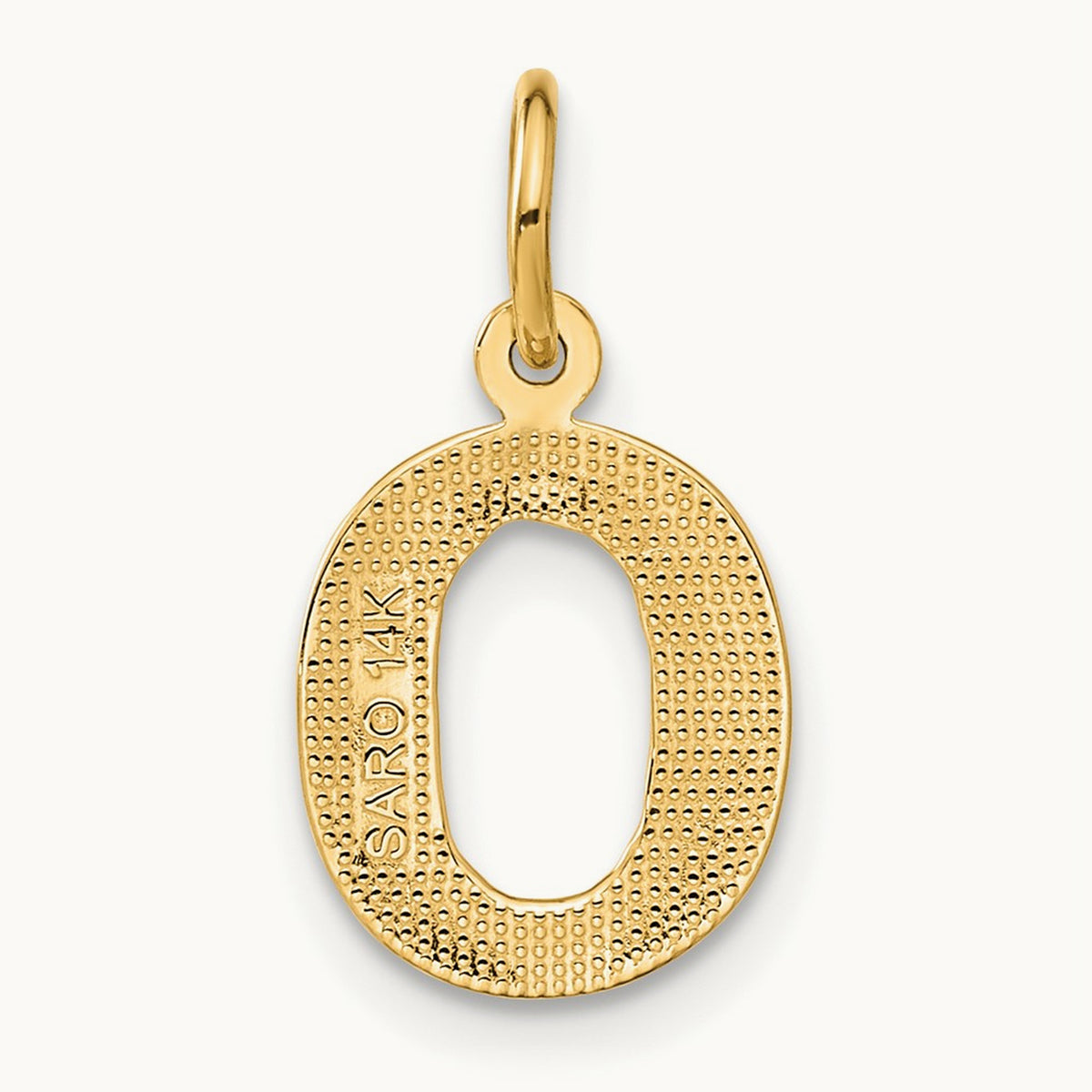 Satin Diamond-cut Initial Charm — 14K Yellow Gold, O