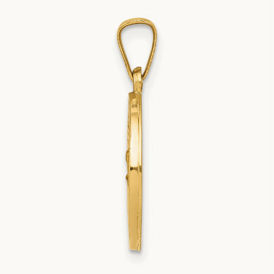 Polished and Satin St. Christopher Medal Hollow Pendant, 14K