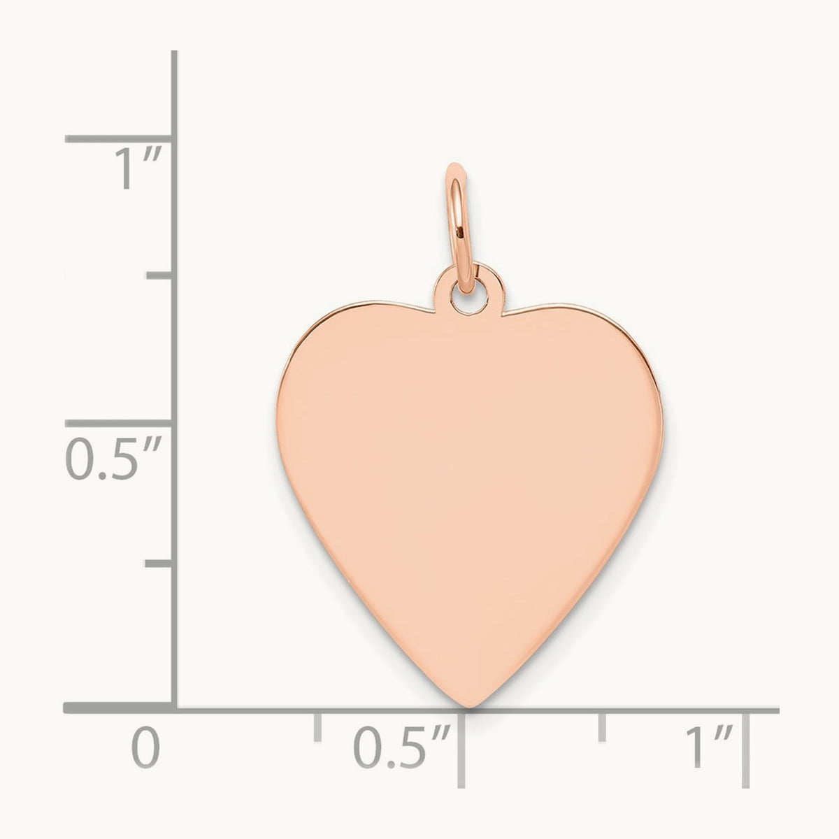 Plain .027 Gauge Engraveable Heart Disc Charm — 14K Rose Gold, 24mm