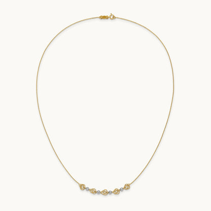 Diamond-cut Beads & Knots Necklace, 14K Two-tone