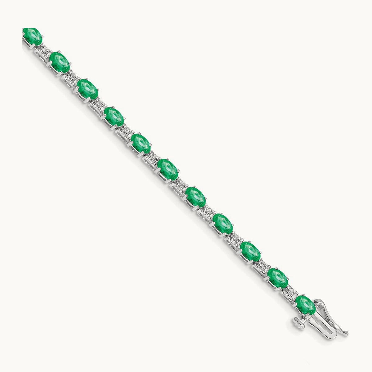 Diamond and Emerald Bracelet, 14K White Gold