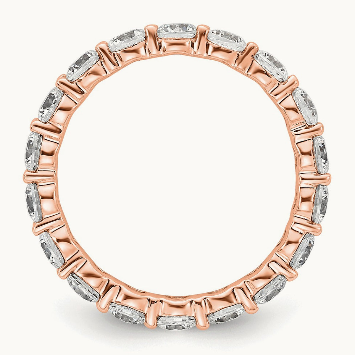 Polished Shared Prong Diamond Eternity Band — 14K Rose Gold, 1.86 ct, 5.5