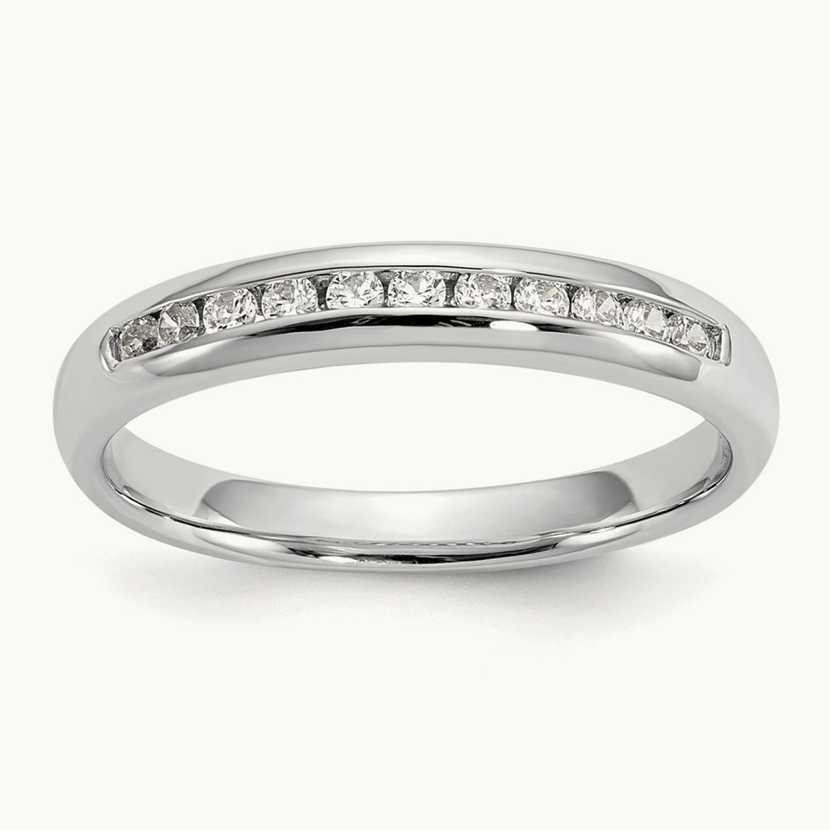 11-Stone Diamond Channel Band, 14K White Gold