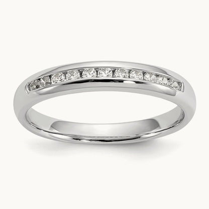 11-Stone Diamond Channel Band, 14K White Gold