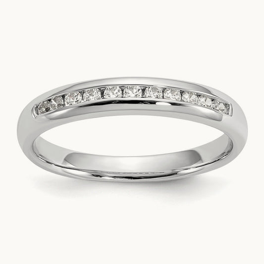 11-Stone Diamond Channel Band, 14K White Gold