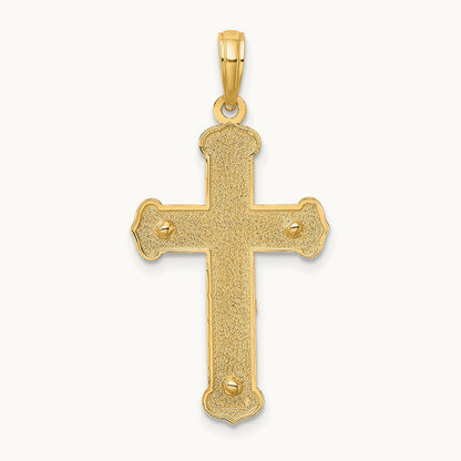Engraved Crucifix Charm — 14K Two-Tone Gold, 30mm