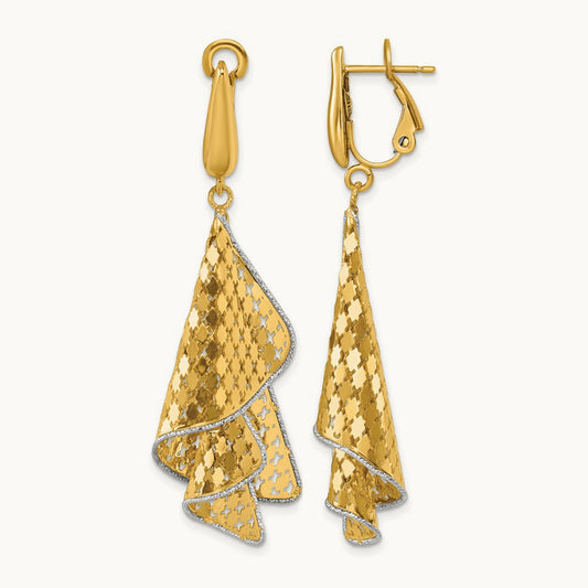 Polished & D/C Post Omega Dangle Earrings, 14K Two-tone — Leslie's