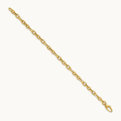 7.5in Polished Fancy Link Bracelet — 14K Yellow Gold