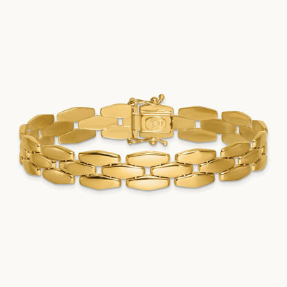 Polished Fancy Link Bracelet, 14K
