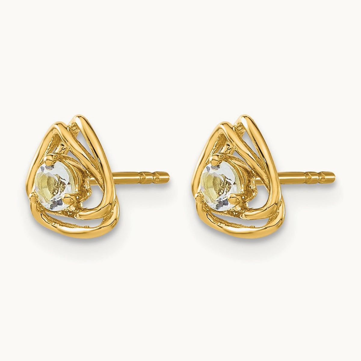 Aquamarine Post Earrings — 14K Yellow Gold