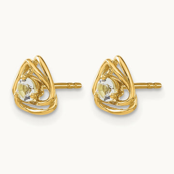 Aquamarine Post Earrings — 14K Yellow Gold