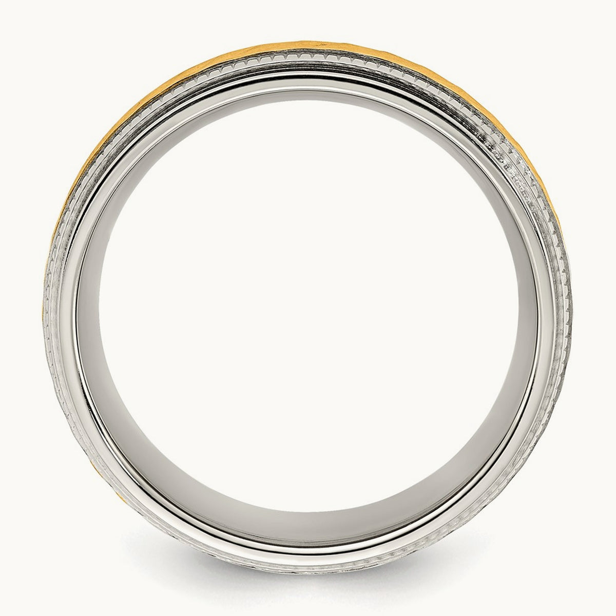 Polished w/Yellow IP-plated Center Band, 8.00mm, Titanium